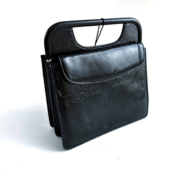 Hobo International Square Handled Handbag Black Patent Leather - Picture 1 of 11